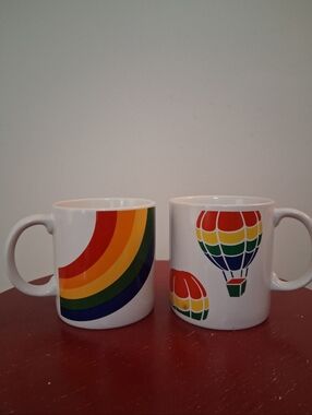 Set Of 2 Vintage 80's FTD Rainbow Coffee Mugs